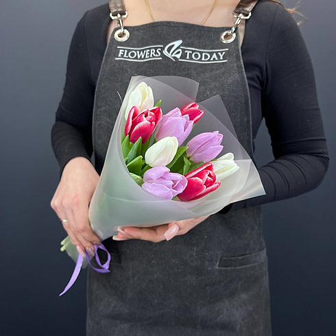 Тюльпаны микс в матовой пленке