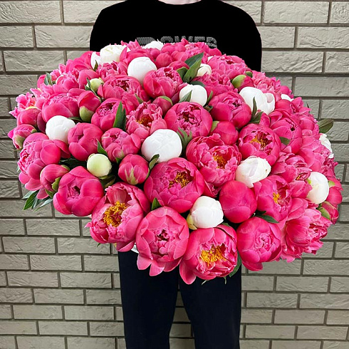 Большая корзина пионов