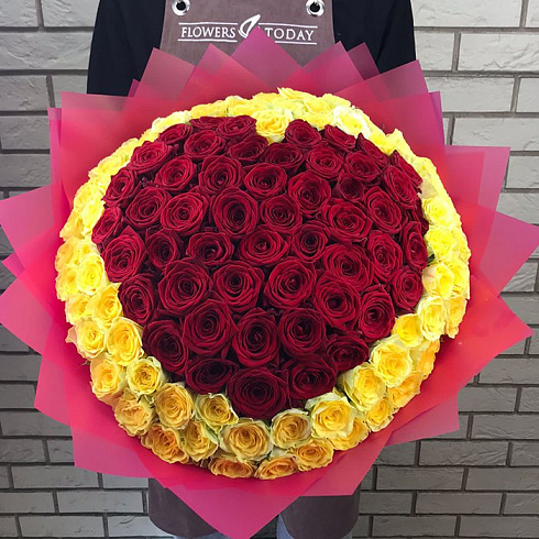 Сердце из роз микс