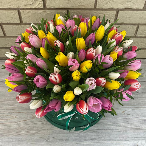 121 тюльпан микс в коробке