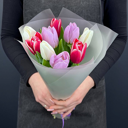 Тюльпаны микс в матовой пленке
