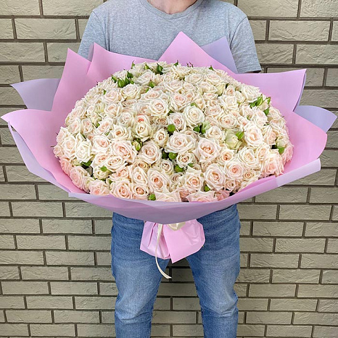 Кремовые кустовые розы