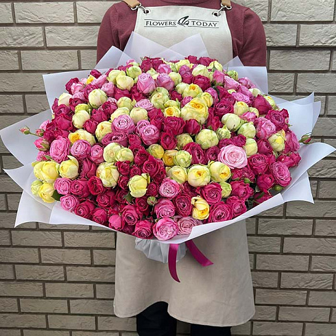 101 пионовидная роза микс