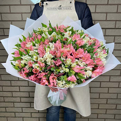 Белые и розовые альстромерии